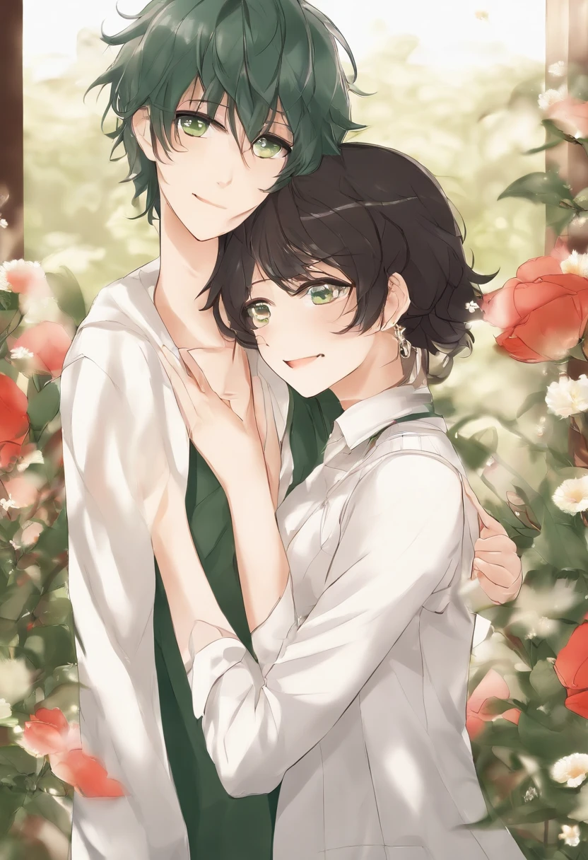 Aylx Lima Momomaru Create Requests Copy prompts Draw a scene of two beautiful young men embracing each other。O primeiro tinha cerca de 25 anos.、Ele tem um alto, corpo tonificado e musculoso.、Her blue eyes and black hair are attractive.。He's charismatic」O outro tinha cerca de 23 anos.、With a lean body for an average height、Blonde hair and green eyes are characteristic.。na faculdade、Apaixonado e curioso nas artes、has a brilliant positive character。There is a strong trust and a deep bond between the two.、Apoiando e reconhecendo a todos。The scene that is、Desenhe com um belo fundo da lua ilustracao de casal da escolar asiatico