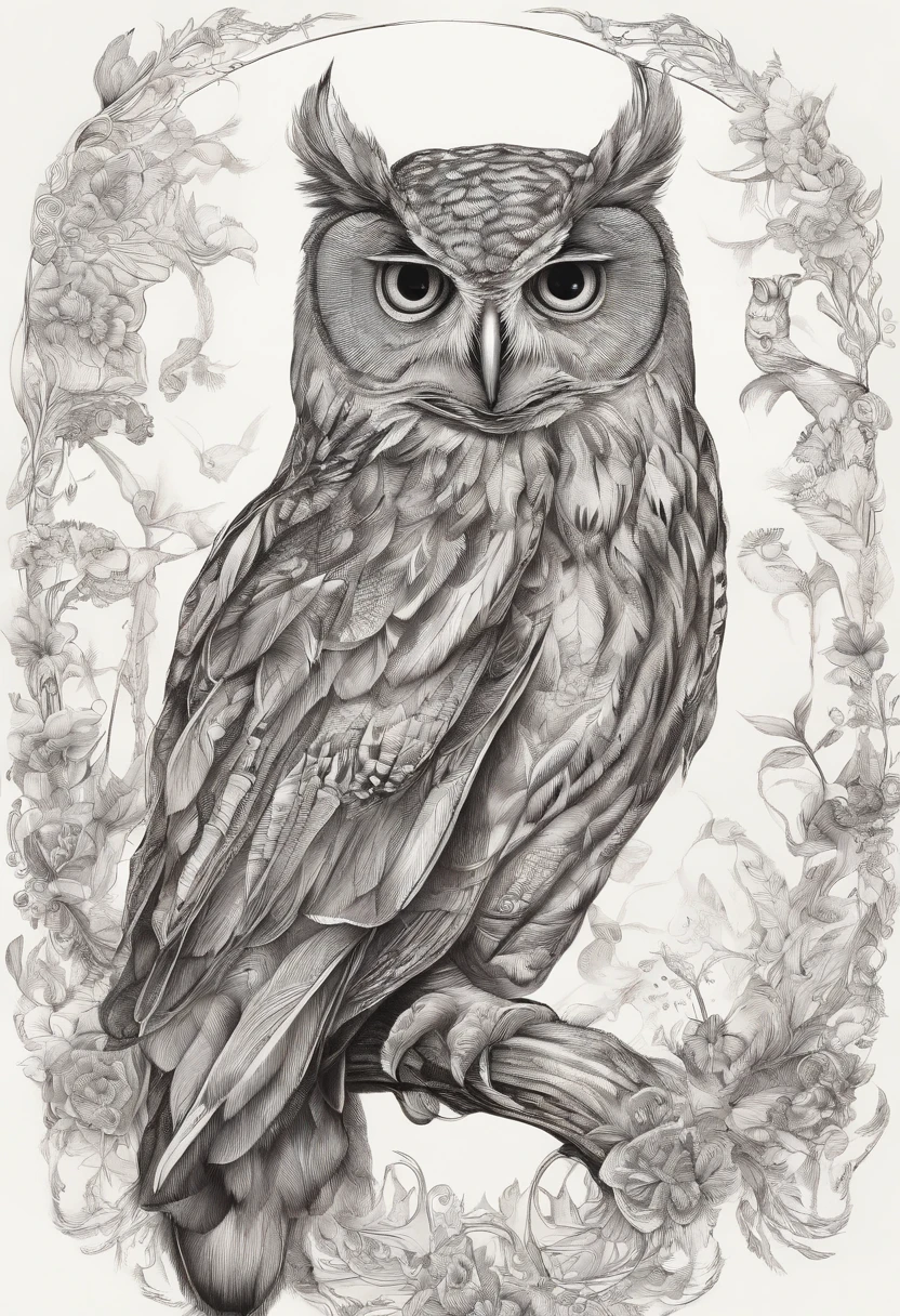 Drawing of an animal owl delicate with glasses