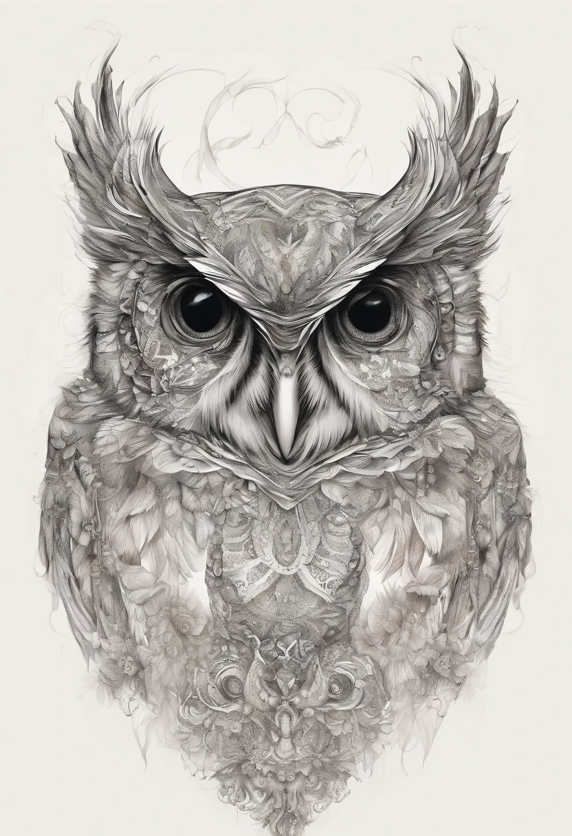 Drawing of an animal owl delicate child with glasses