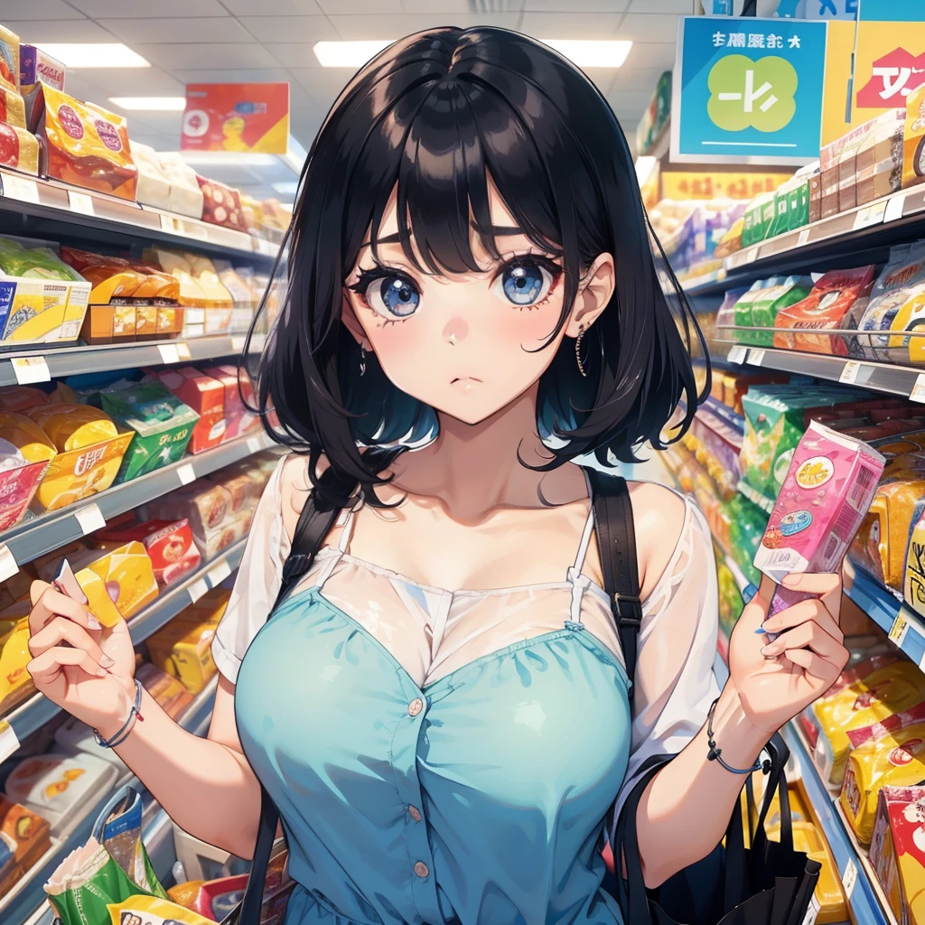 1 beauty,Watery Big Eyes,Pouting,long eyelasher,falda corta,Blushlush,At the supermarket,
