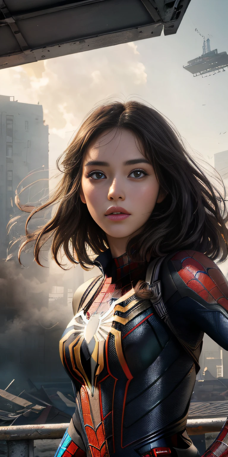 (1girl:1.3), solo, (((extremely detailed face))),(((extremely detailed eyes and face))),beautiful detailed eyes,body-parts__, official art, unified 8k wallpaper, super detailed, beautiful and aesthetic, beautiful, masterpiece, best quality, raw, masterpiece, super fine photo, best quality, super high resolution, photorealistic realism, sunlight, full body portrait, amazing beauty,, dynamic pose, delicate face, vibrant eyes, (from the front), she is wearing a Spider-man suit, red and black color scheme, spider, very detailed abandoned warehouse background, Detailed face, detailed complex busy background, messy, gorgeous, milky white, highly detailed skin, realistic skin details, visible pores, sharp focus, volumetric fog, 8k uhd, DSLR, high quality, film grain, fair skin, photo realism, lomography, huge metropolis in future dystopia, seen from below, translucent