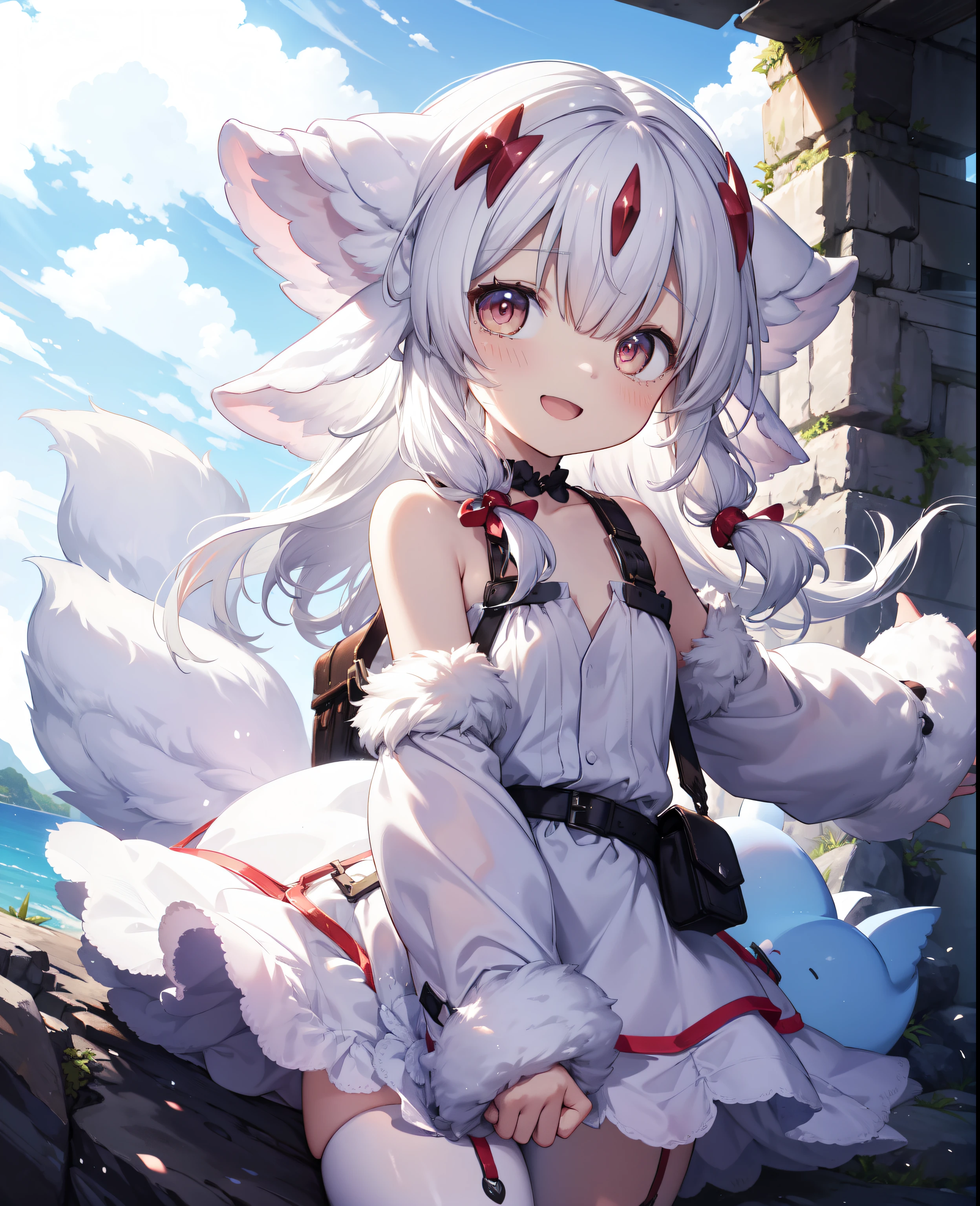 sface focus,fluffly,:D,adolable,1girll,独奏,hairy pubic,Faputa \(made in abyss\),looking at viewert,ssmile,(cropped shoulders:1.3), (partly_Unbuttoned:1.2)