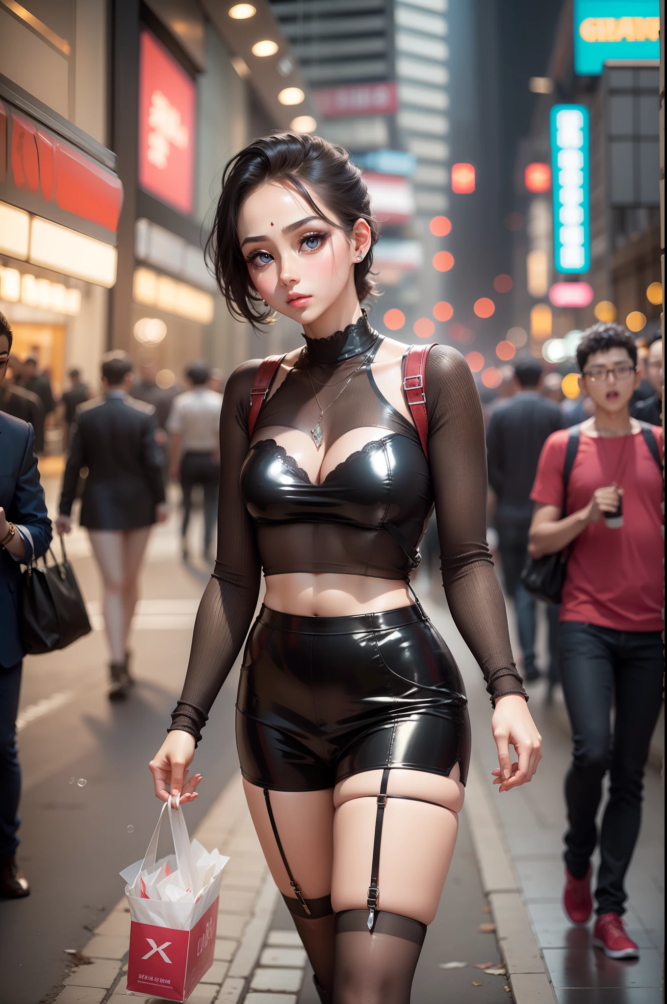 Shiny skin，Delicate makeup，adorable big eyes，Bigchest，
