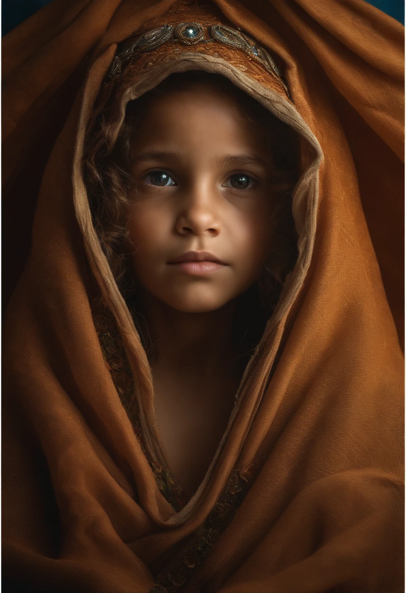 criar uma imagem em 3d realista de nossa senhora aparecida, de corpo inteiro, de frente, and under her cloak the children protected by her, and she looked on with eyes of compassion