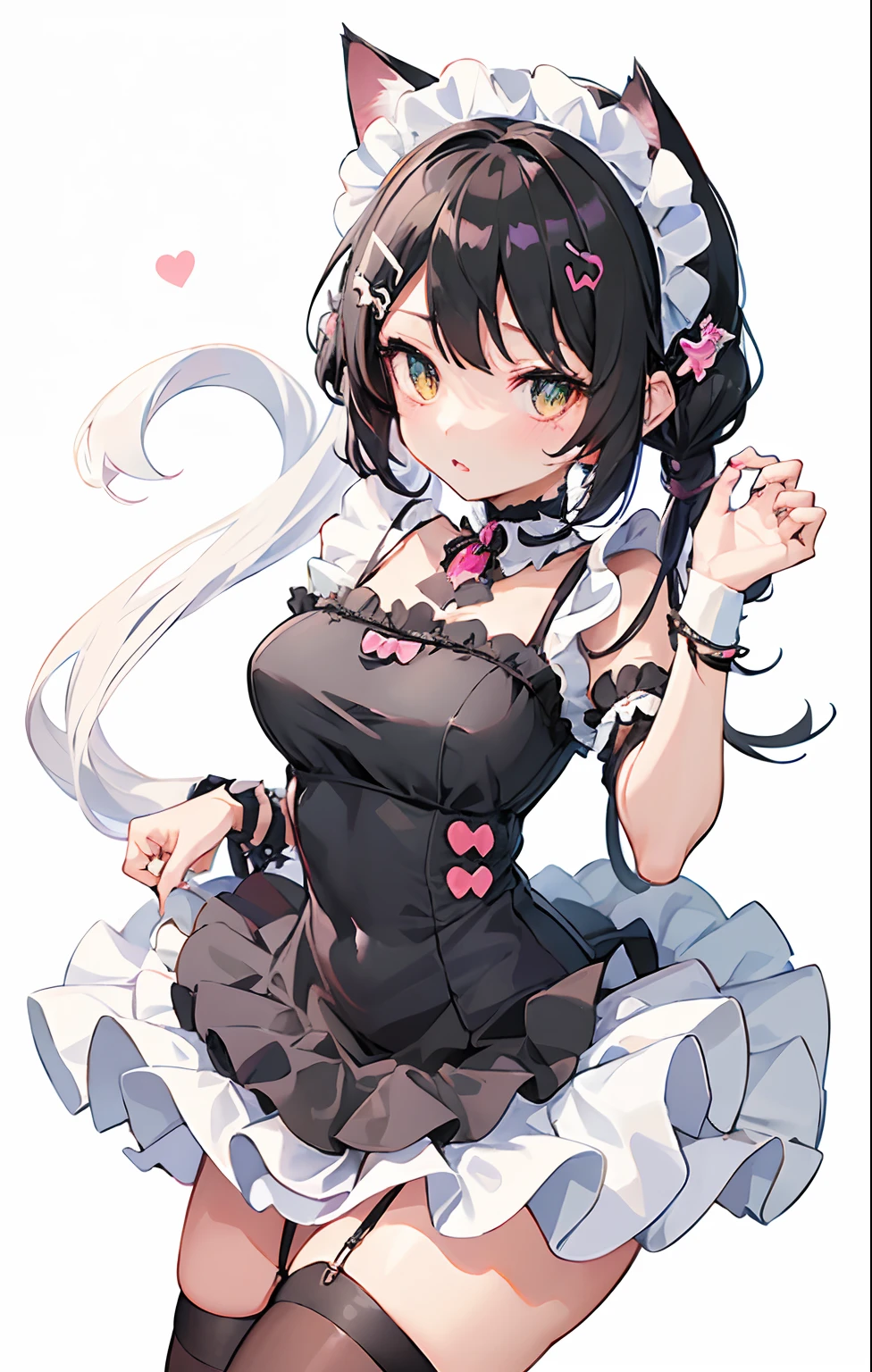 Female anime character in black dress and cat ears, anime cat girl in a maid costume, small curvy loli, anime girls in maid costumes, anime catgirl, anime moe art style, cute anime catgirl, maid clothes, loli in dress, beautiful anime catgirl, White Cat Girl, attractive cat girl, Very Beautiful Anime Cat Girl