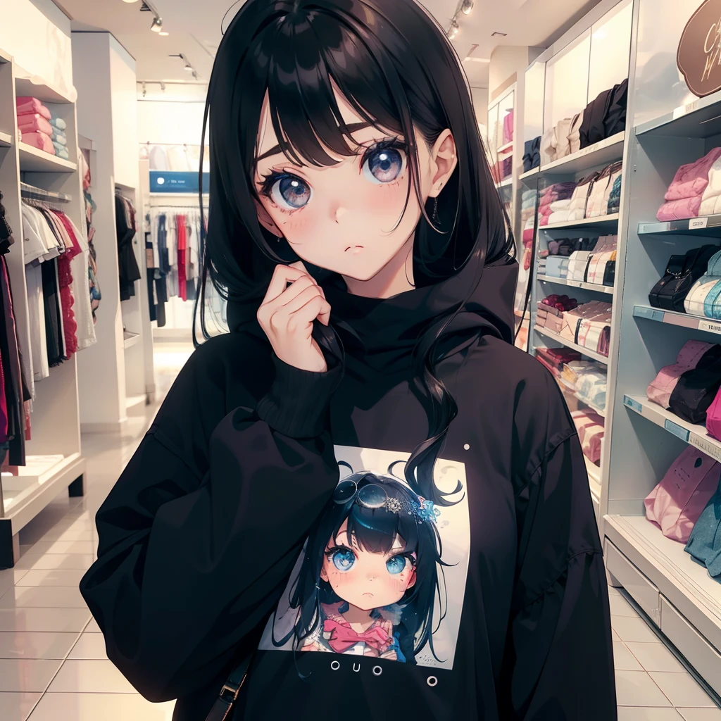 1 beauty，Watery Big Eyes，Pouting，long eyelasher，falda corta，Blushlush，In clothing stores，
