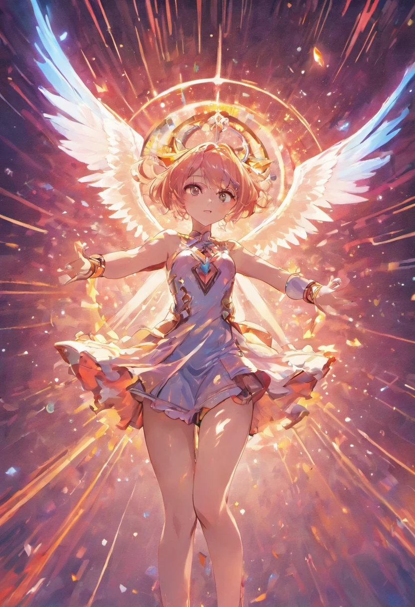 cosmic fallen angel, olhos claros brilhantes, Biomechanicals, estranho, assustador, Pesadelo, cores muito brilhantes, light particles, com luz brilhante, Mshiff, Arte do papel de parede, Papel de parede UHD