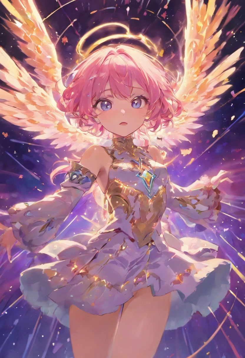 cosmic fallen angel, olhos claros brilhantes, Biomechanicals, estranho, assustador, Pesadelo, cores muito brilhantes, light particles, com luz brilhante, Mshiff, Arte do papel de parede, Papel de parede UHD