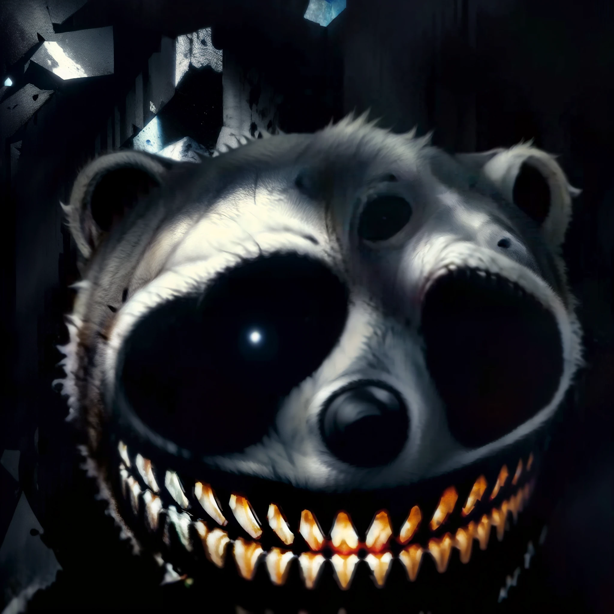 Um urso polar deformado assustador