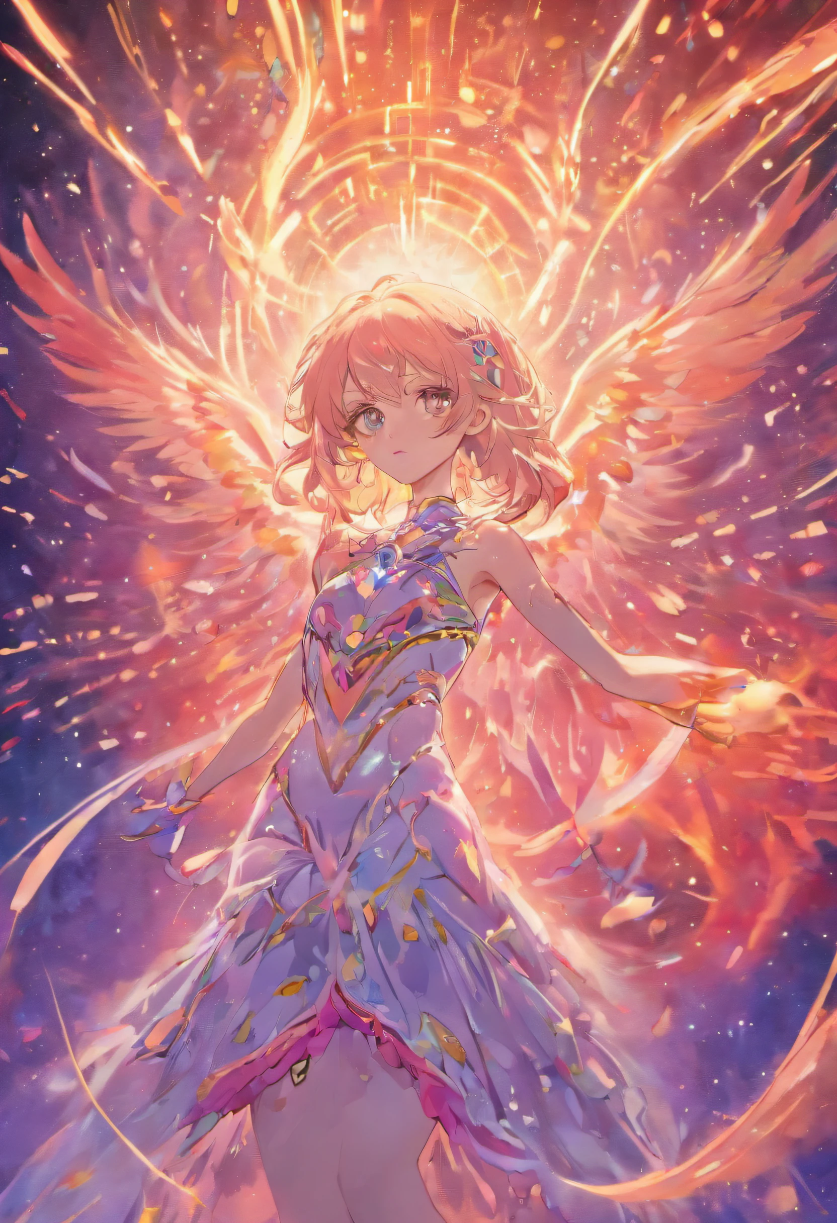 cosmic fallen angel, olhos claros brilhantes, Biomechanicals, estranho, assustador, Pesadelo, cores muito brilhantes, light particles, com luz brilhante, Mshiff, Arte do papel de parede, Papel de parede UHD