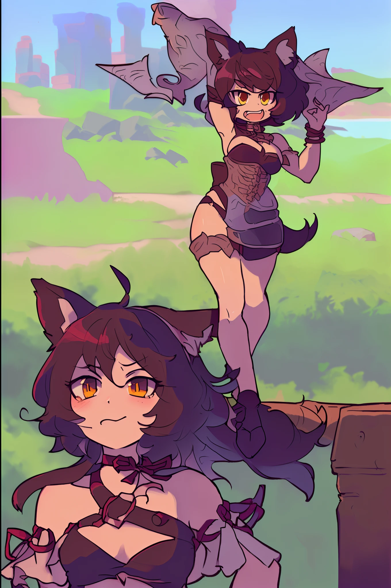 concept art, catgirl,toon