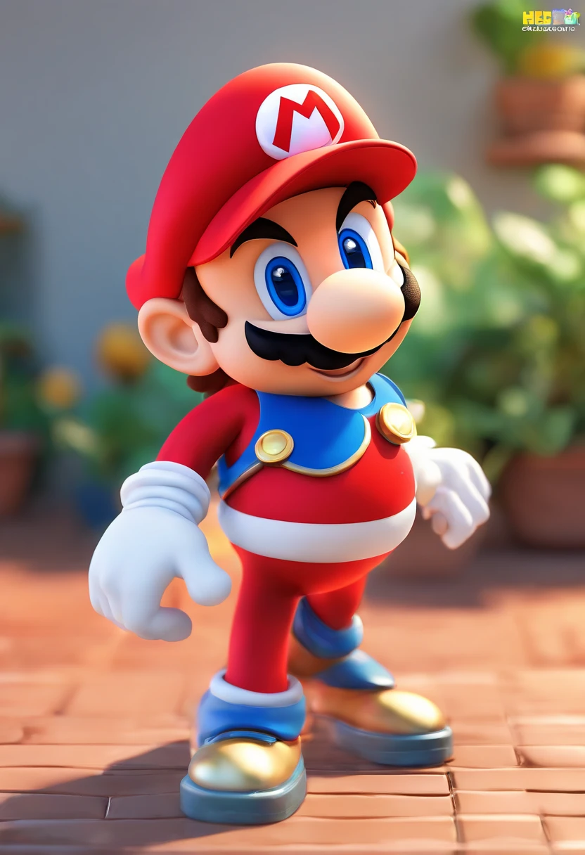 (Mario), character design, Nintendo Super Mario, (blue eyes, red hat, red suit, blue suspenders, white gloves, )super cute blind box style, chibi, full body, exaggerated expressions and actions, clean background, bright iridescent highlights, studio lighting, atmospheric lighting, with exquisite texture, high detail, high resolution, c4d, 3D, Blender, 8k, best quality, ultra high definition,sonic the hedgehog