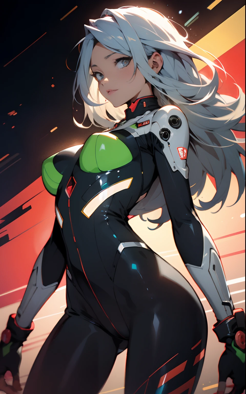 (((Young Woman))), ((Best Quality)), ((masutepiece)), (Detailed: 1.4), (Absurd), 35-year-old adult woman with Simon Bisley-style micro thong, Genesis evangelion neon style clothing, 2-piece clothing, Long silver hair, arm tatoo, cybernetic hands, pastel, long legs, Centered, scale to fit the dimensions, nffsw (High dynamic range),Ray tracing,NVIDIA RTX,Hyper-Resolution,Unreal 5,Subsurface Dispersion, PBR Texture, Post-processing, Anisotropy Filtering, depth of fields, Maximum clarity and sharpness, Multilayer textures, Albedo and specular maps, Surface Shading, accurate simulation of light and material interactions, Perfect proportions, Octane Render, Two-tone lighting, Wide aperture, Low ISO, White Balance, thirds rule, 8K Raw, Crysisnanosuit,loraeyes,nijistyle,pantyhose,Blue eyes