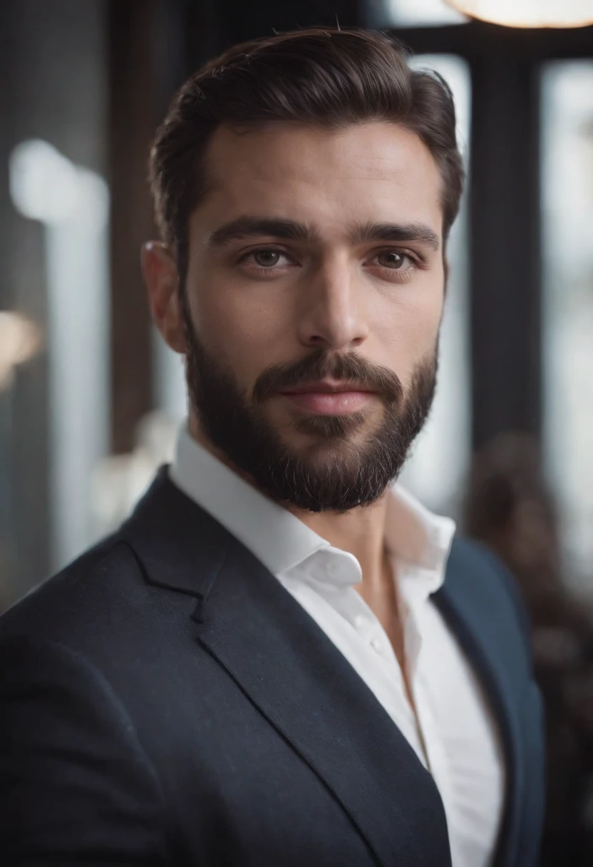 Homem lindo de terno , barba linda , homem sexy executivo, terno preto