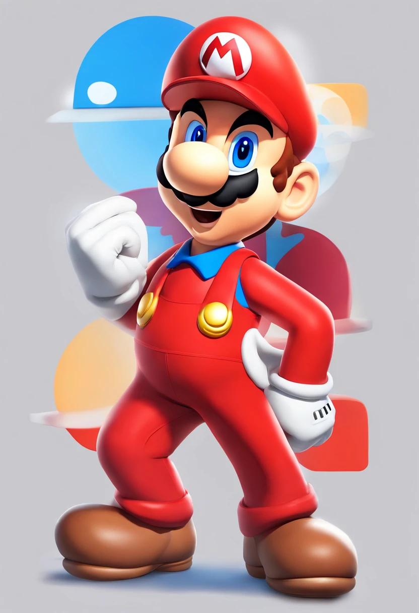 (Mario), character design, Nintendo Super Mario, (blue eyes, red hat, red suit, blue suspenders, white gloves, )with sonic the hedgehog
