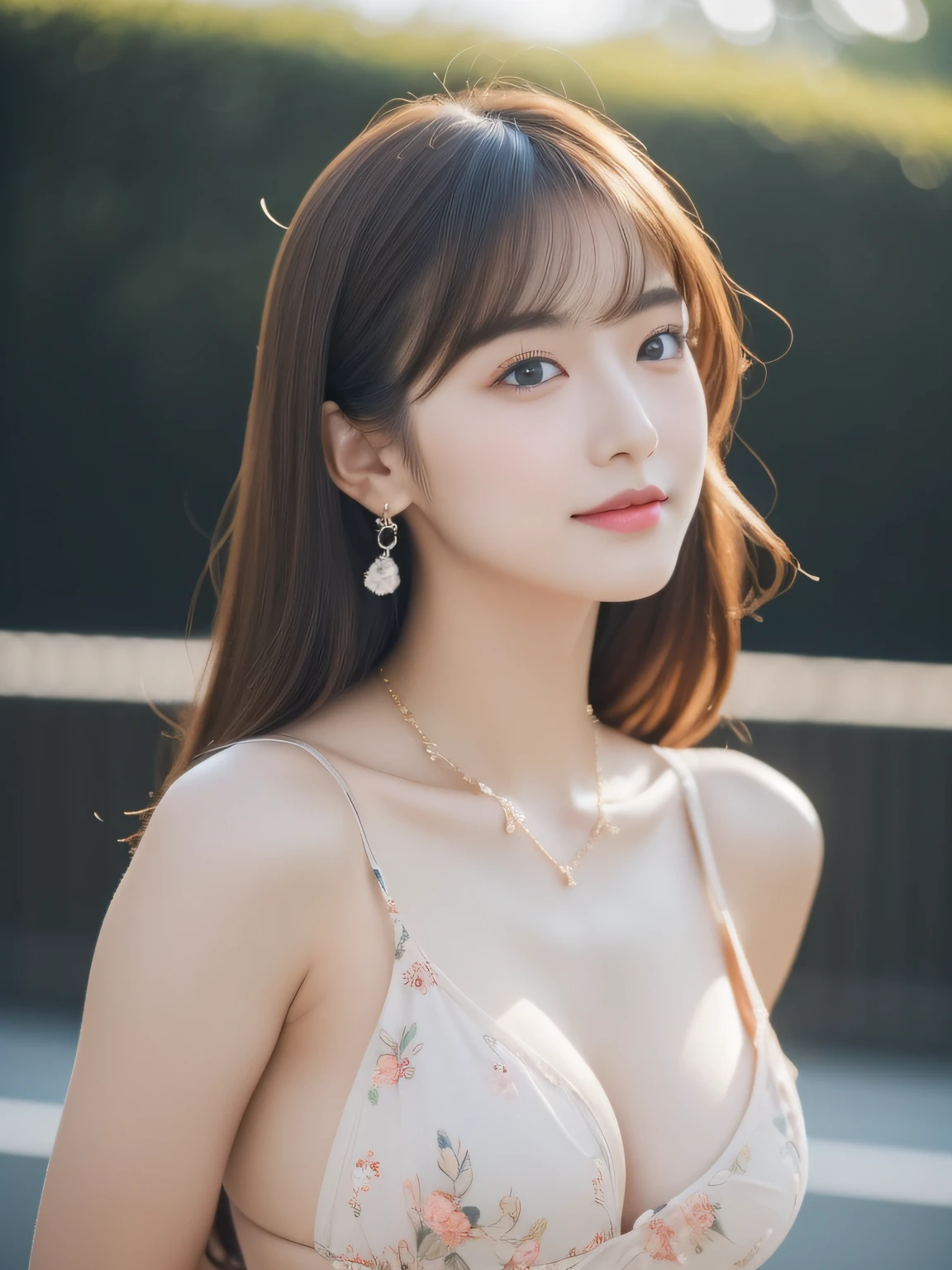 (((8Very high resolution in K, high detailing, highly accurate, masutepiece))),Photography & realistic atmosphere,shinny skin,Beautiful skin,fine-grained white skin,Detailed face,Detailed eyes、Very beautiful eyes with azure eyes,Detailed lips、Very beautiful face,Very well-formed face、Lifelike face,shiny beautiful lips,Beautiful eyebrows,Best Natural Makeup,Japan idle,韓国アイドル,Very beautiful woman,Very beautiful girl,(Colossal tits,very shapely breasts、Exposed thighs from a short dress,Exclusive and elegant ornaments,a necklace,Bracelets, the ring, piercings,Black lingerie visible through short dress:1.1),Summer Fashion,(Intensive butt photography:1.3),(Sitting backwards、Show off your back and buttocks to the camera in a short dress, Very cute Japan high school girl:1.3),(See-through white short dress with wide open back:1.3),(Wear beautiful sandals,Floral Short Dress,Beautiful shortcuts in brown color,Eyes are moisturized,Gentle smile:1.3),Show me your back and buttocks,Beautiful immature body, Innocence,((photorealisim,Turn the camera from top to bottom)),Reality Live Action,Glossy nail art,(Beautiful butt,beauty legs,,camel's foot,Backshots,Turned,:1.2),超A high resolution、The face of a masterpiece with high detail,Natural and realistic face,and soft natural lighting,Back lighting,(Pure eyes are too cute:1.4)