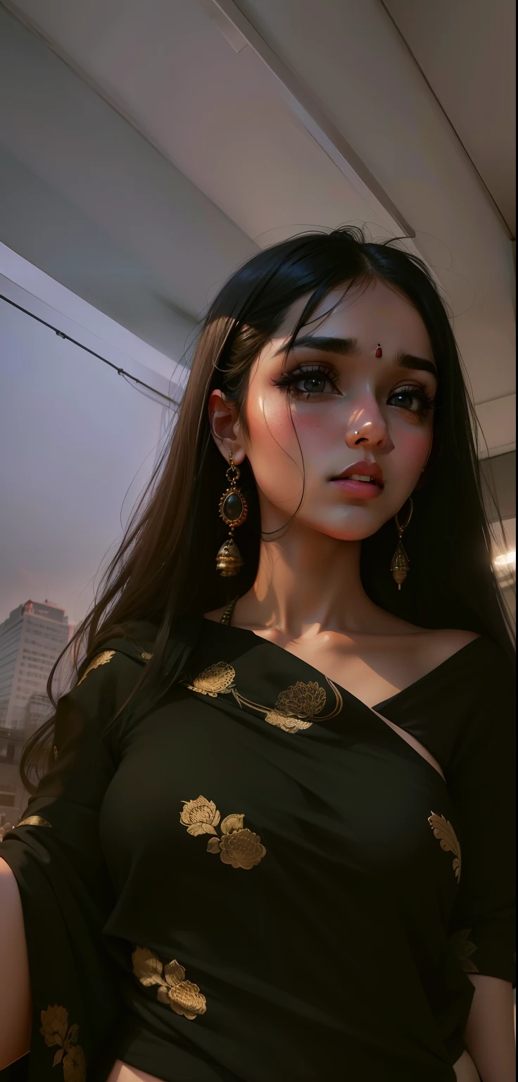 Real face.. Girl wear shari/ black colour saree