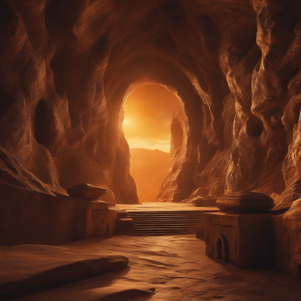 In the abyss of fantasy comic book style, 12,000 meters underground with beautiful scenery that does not belong to this world, and relics that violate the laws of physics, a golden city with a scorching sun