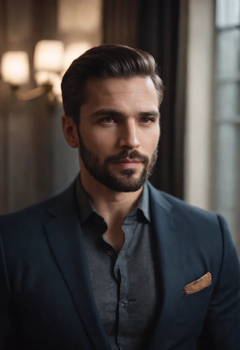 Homem lindo de terno , barba linda , homem sexy executivo, terno preto