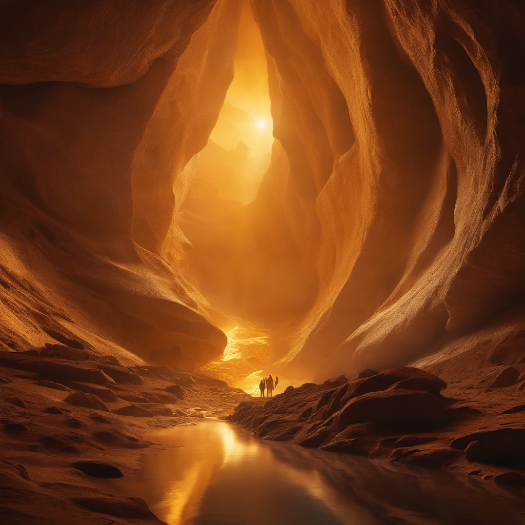 In the abyss of fantasy comic book style, 12,000 meters underground with beauty that does not belong to this world, and relics that violate the laws of physics, a hot underground golden city without the sun