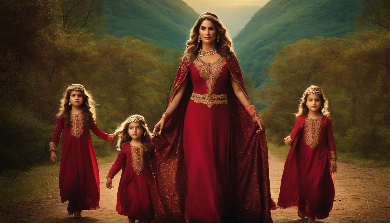 Uma mulher e tres filhos