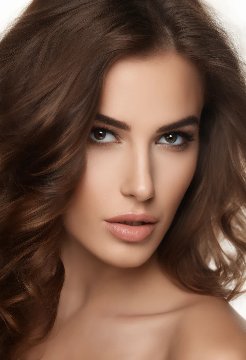 arafed woman with long brown hair looking erotic and wearing a strapless top, a picture by Juan O'Gorman, shutterstock, digital art, beautiful young face, fashion model face, gorgeous young model, young woman, beautiful sexy looking face, beautiful young girl, beautiful young woman, close mouth, youthful face, portrait sophie mudd, girl with brown hair