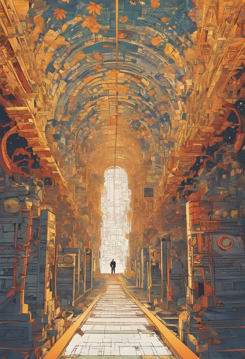 Fantasy comic book style,A hot underground golden city,The abyss is 20 km in diameter,12 kilometers underground in the abyss,Have a beauty that is not out of this world, Beyond common sense, And curses, But there is no sun in the sky