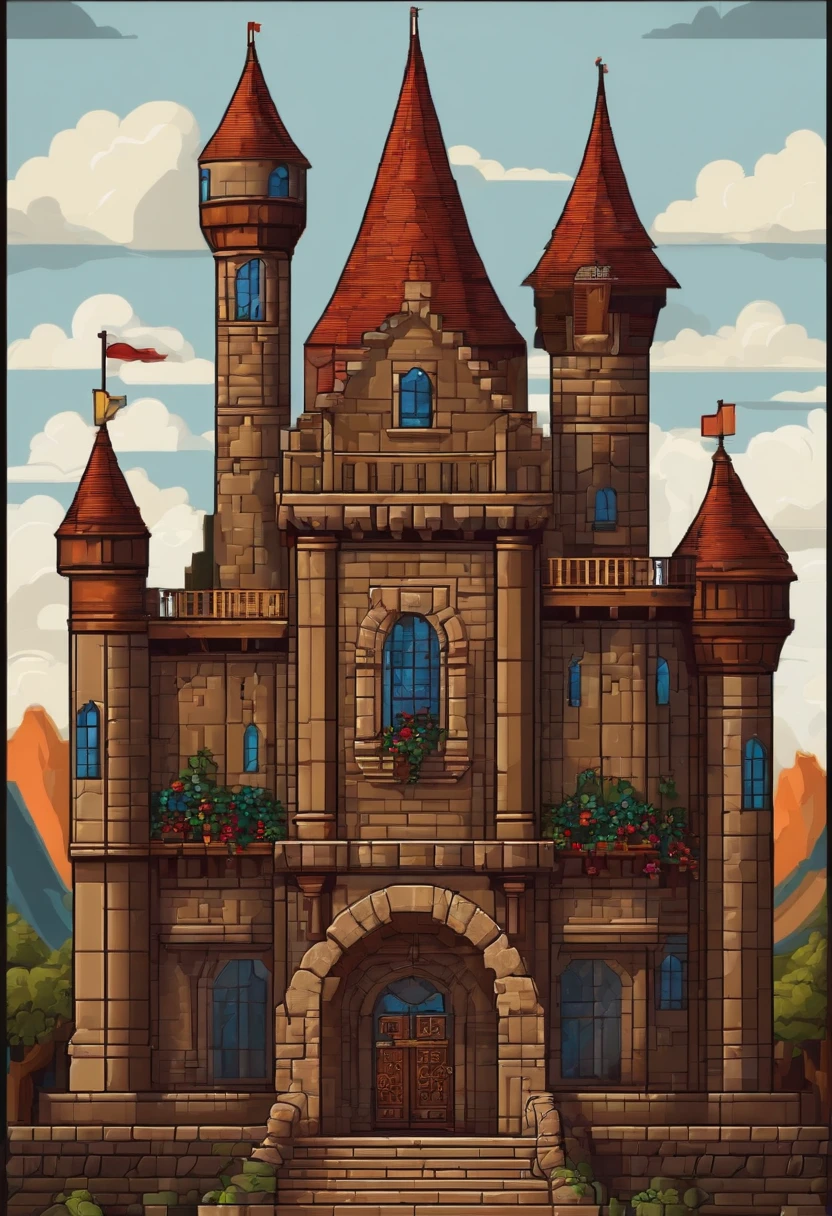 Pixel Art, DESIGN PLANO, Detalhes hiper-altos. Castle Construction