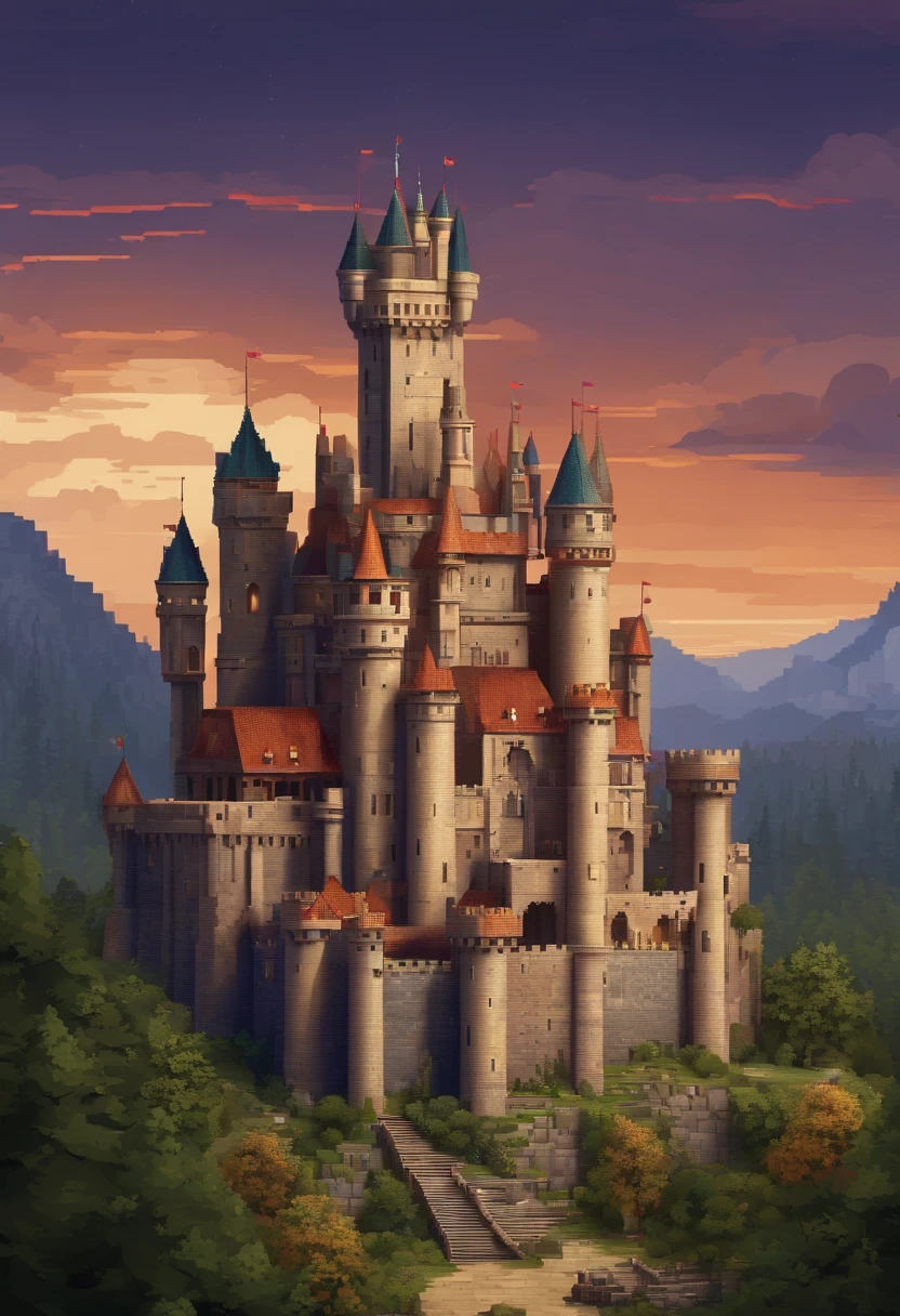 Pixel Art, DESIGN PLANO, Detalhes hiper-altos. Castle Construction