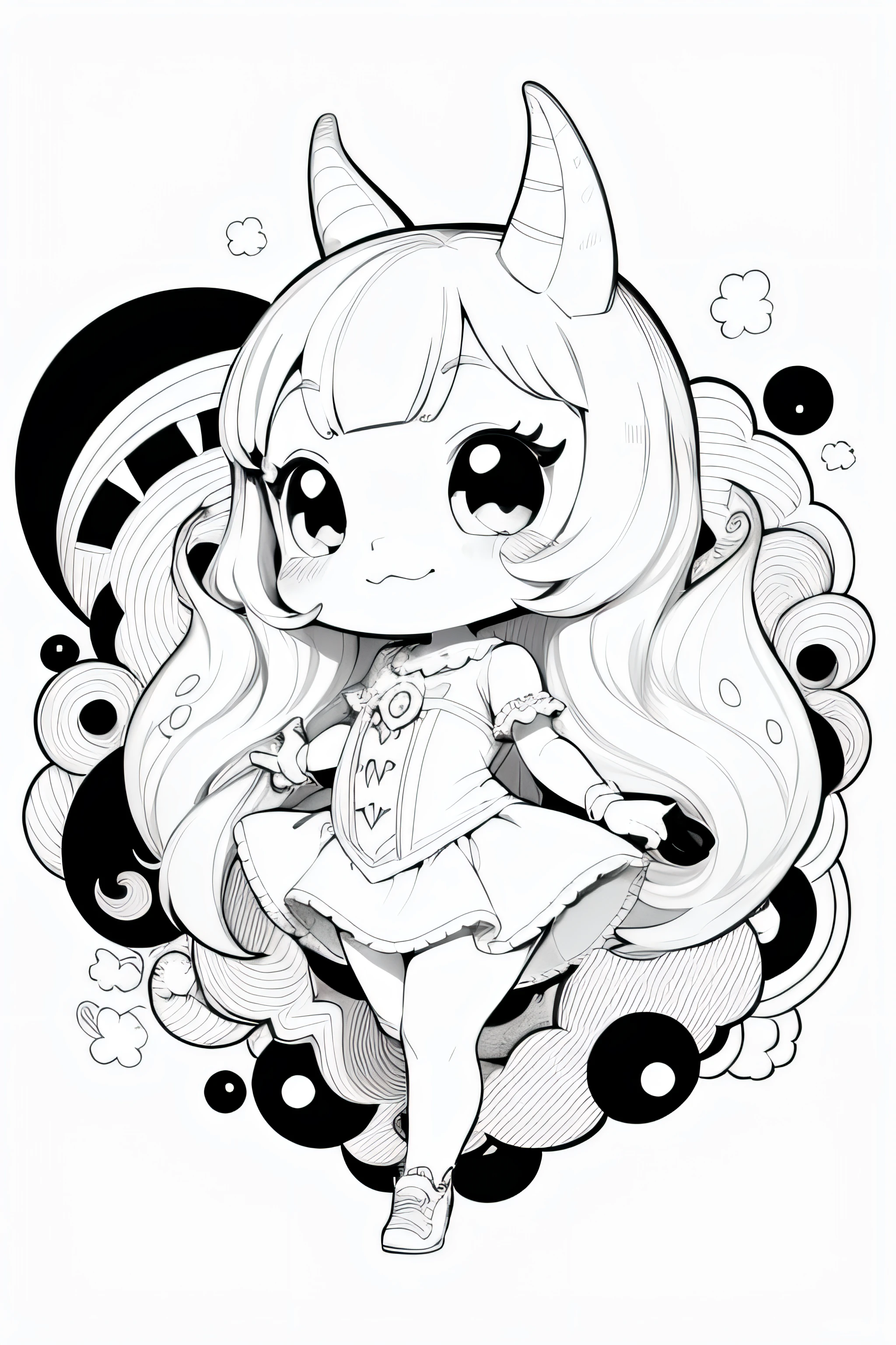 COLORING PAGE FOR KIDS, ADORABLE MONSTERS , WHITE BACKGROUND, CLEAN LINE ART, FINE LINE ART --HD--AR 2:3 8K