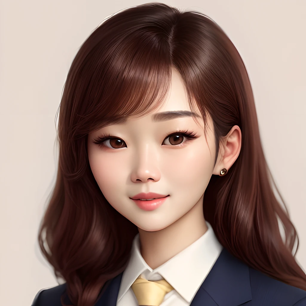 Close-up portrait of a woman with tie on a beige background, Jaeyeon Nam, young adorable Korean face, Lee Ji: Eun, Lee Ji-eun, Kwak Ji Young, Choi Hong Hwa, Korean actress, Pretty Korean actress, Parc Ji-min, Shin Min Jeong, Hwang SE - ON, Jinyoung Shin, Seseon Yoon