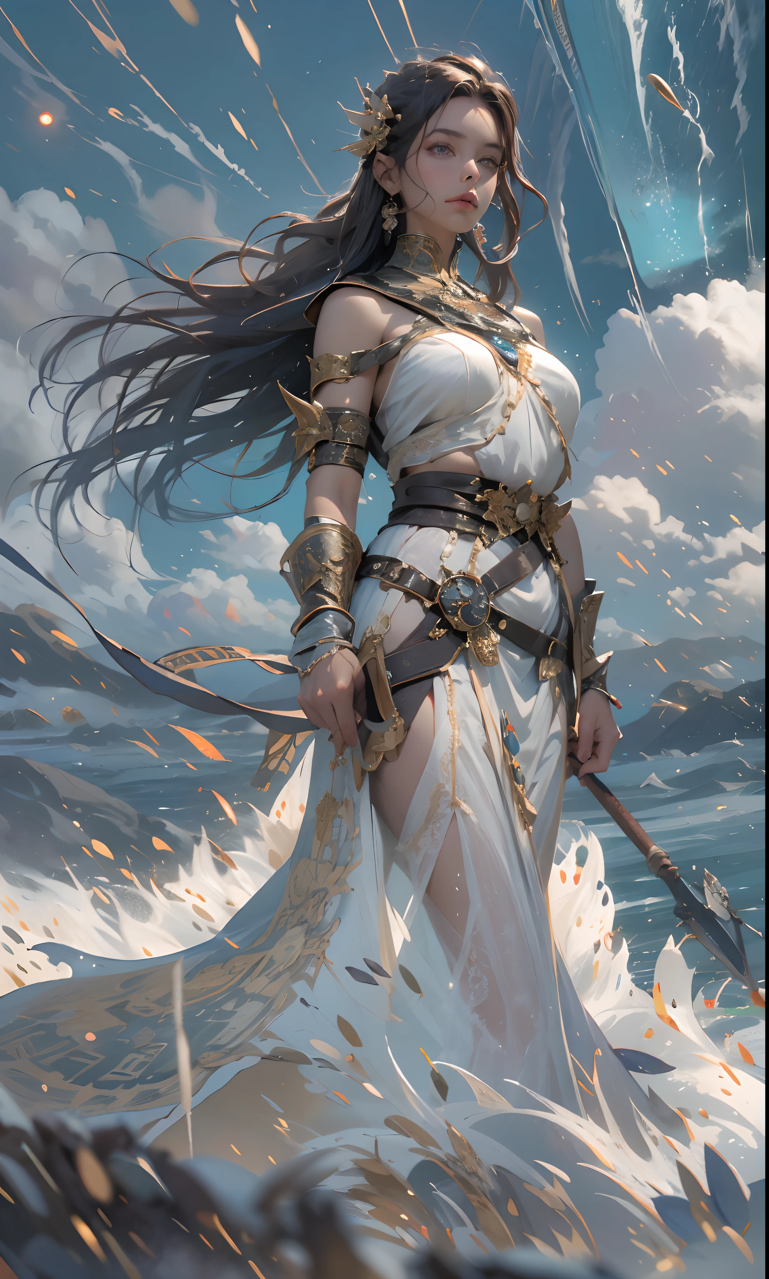 arte
obra prima, best quality, illustration, Mulher guerreira viking, menina detalhada bonita, brilho bonito detalhado bonito, (Chamas de guerra: 1.2)، (nuclear explosion: 1.3), chuva, Detailed lighting, detailed water, (belos olhos detalhados: 1.1) no expression, curto, cabelo azul celeste, cabelos desgrenhados, franja longa, cabelo entre os olhos,(vestido cinza-branco:1.1)Faixa Preta, White bows, Intermediate drive, Frente Grande, Olhar vazio, mangas compridas,(melhor qualidade:1.1)،( A obra-prima:1.4)، (Absurdos:1)