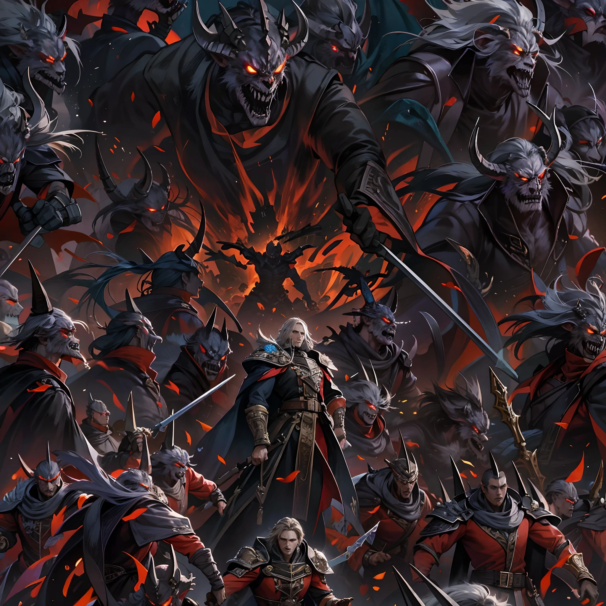 Castlevania Shadow Lord hyper realistic super detailed Dynamic shot masterpiece leading demon army troops into battle Hyper realistic hyper realistic war environment super detailed cinematic scenes movie Epic Legendary different angle of view