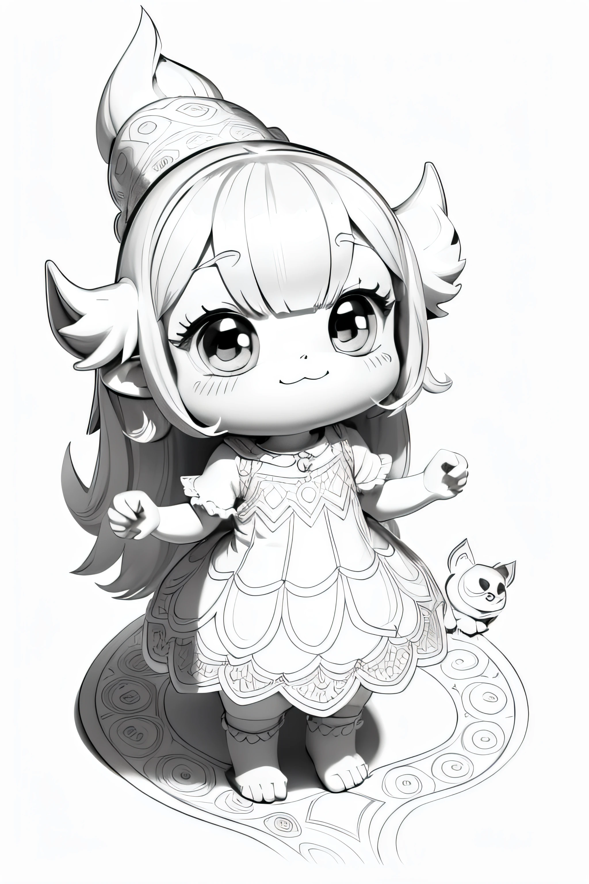 COLORING PAGE FOR KIDS, ADORABLE MONSTERS , WHITE BACKGROUND, CLEAN LINE ART, FINE LINE ART --HD--AR 2:3 8K