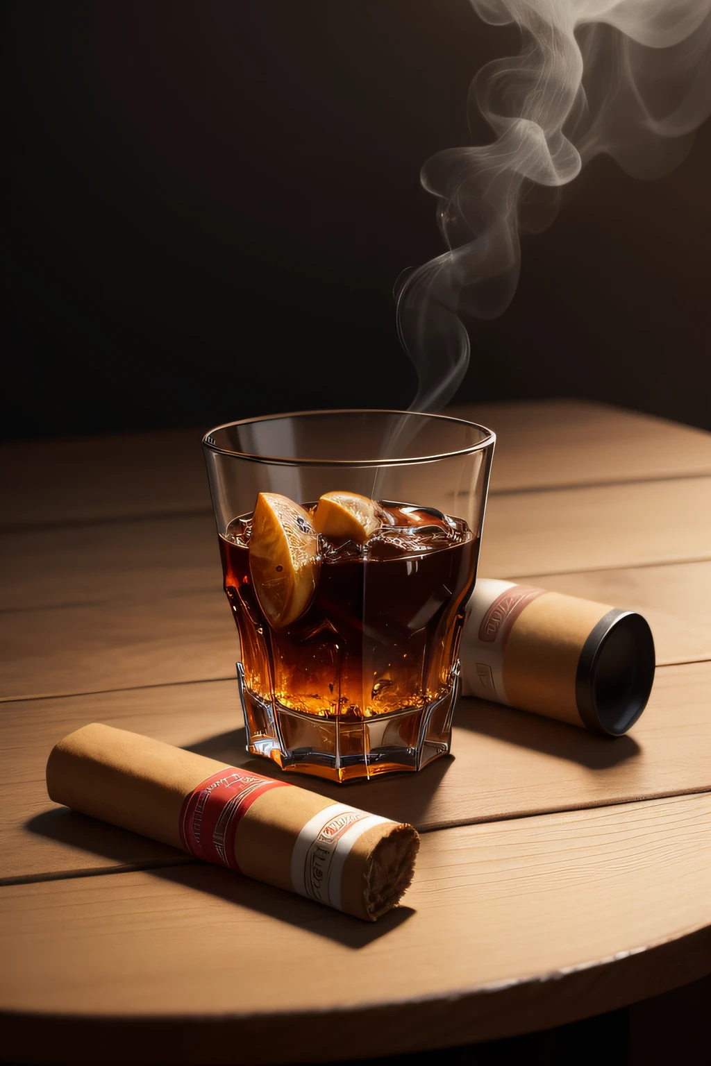 tabaco y ron en una mesa. fondo clasico