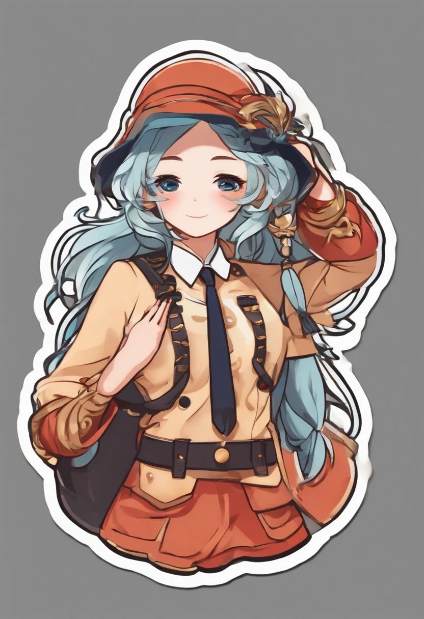 (Marine anime character) cutout sticker design, with white outline, in bright and vibrant colors, on PNG background, stickers
kawaii (subject), professional sticker design, flat design, vector lines, colorful