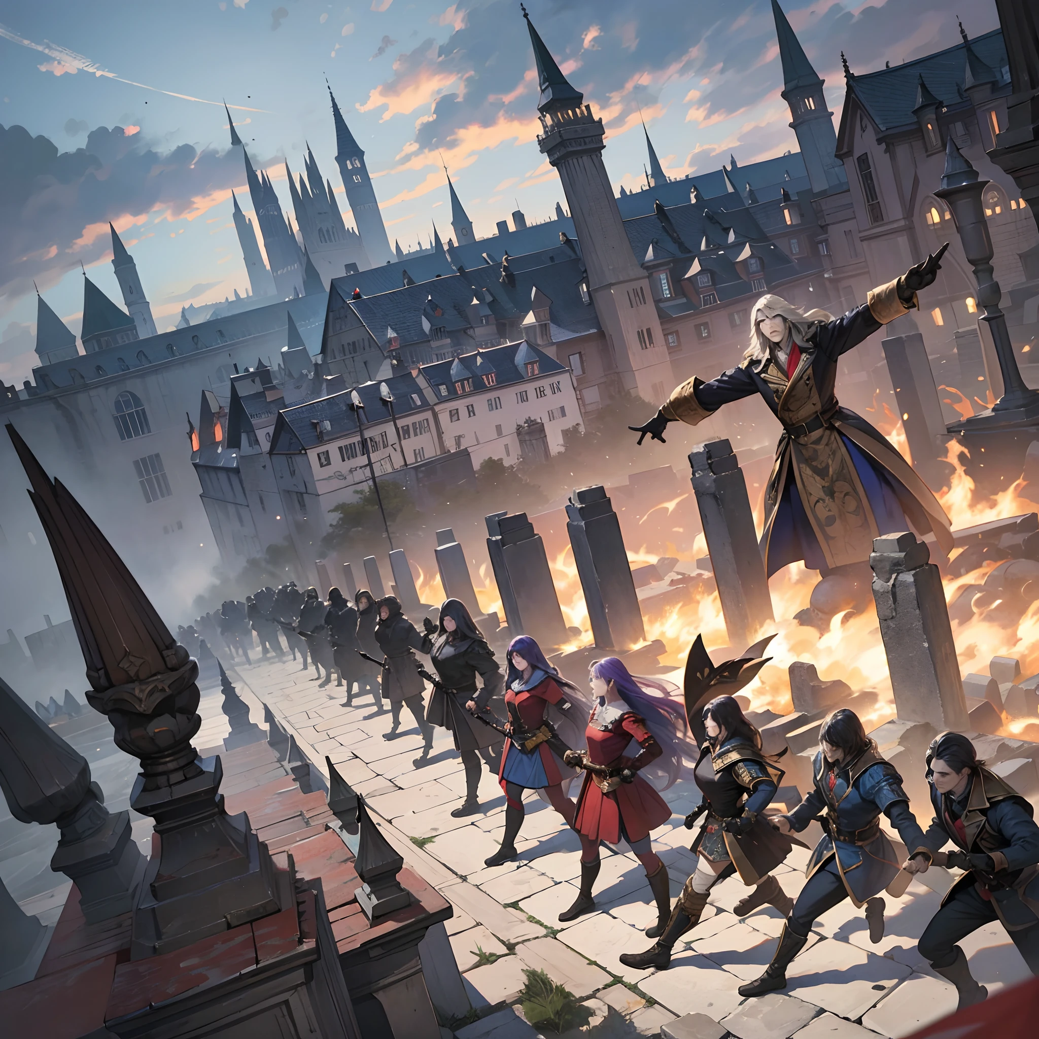 Castlevania Shadow Lord hyper realistic super detailed Dynamic shot masterpiece leading demon army troops into battle Hyper realistic hyper realistic war environment super detailed cinematic scenes movie Epic Legendary different angle of view
