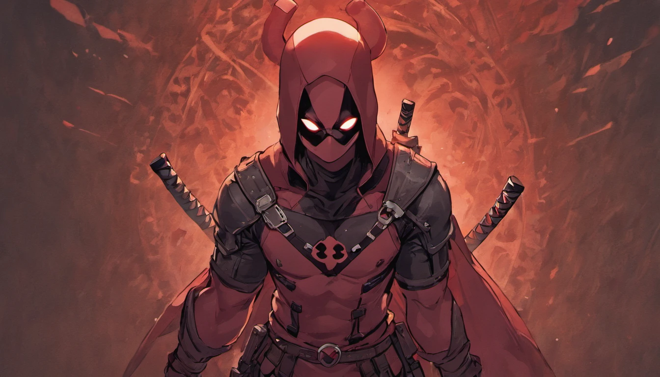 "Deadpool Viking , Sorriso esquerdo, blood tears, sombrio, qualidade excepcional, multiple facial scars, armadura viking das trevas, Gothic style." escala de cinza
