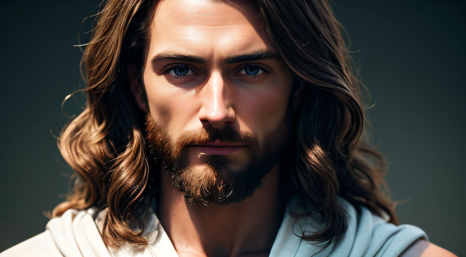 (symmetry),centered,a ((close)) up portrait,(Jesus),a very thin white man with long hair and a beard,wearing a long white robe,35mm,natural skin,clothes detail, 8k texture, 8k, insane details, intricate details, hyperdetailedhighly detailed,realistic,soft cinematic light,HDR,sharp focus, ((((cinematic look)))),intricate, elegant, highly detailed