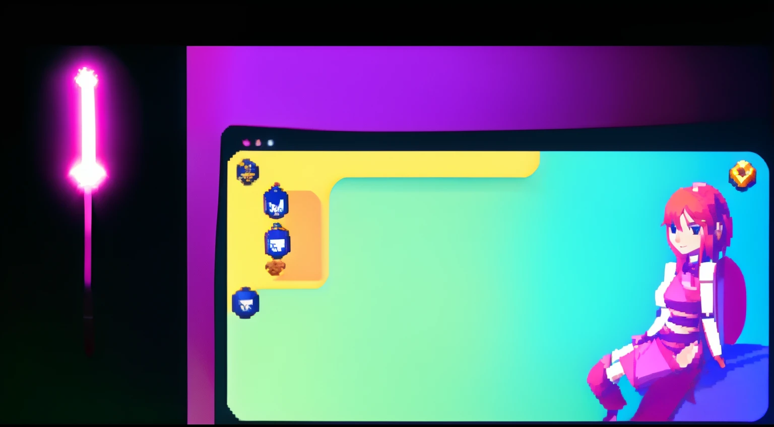 create a rpg game interface with character information