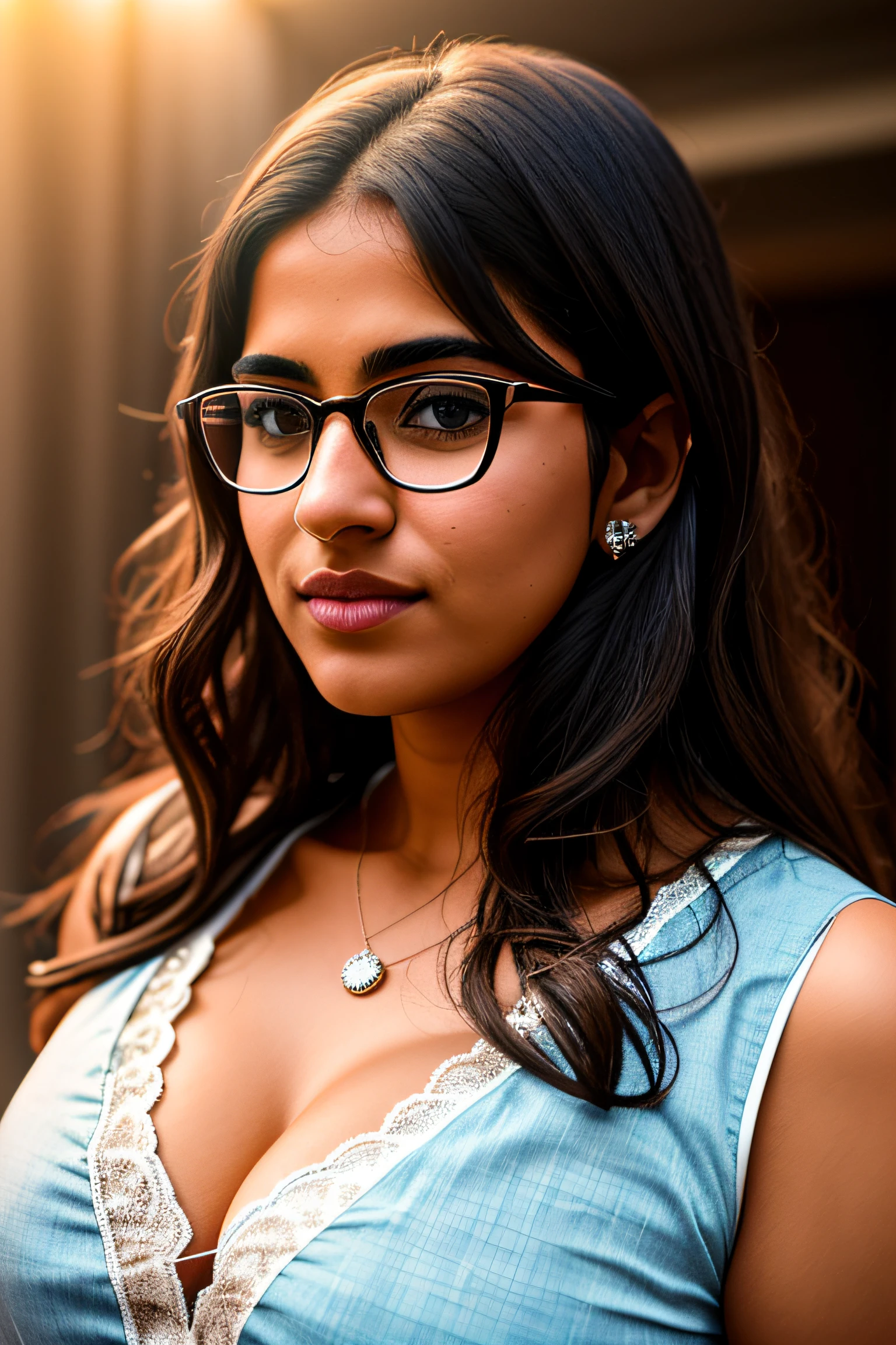 medium shot photo of a mix of (zainabt:0.8), women with glasses, and (santa costume:0.5) sks woman, (nice cleavage:1.1), club, evening, dark, atmospheric, mist, best quality masterpiece, photorealistic, detailed, 8k, HDR, shallow depth of field, broad light, high contrast, backlighting, bloom, light sparkles, chromatic aberration, sharp focus, RAW color photo,