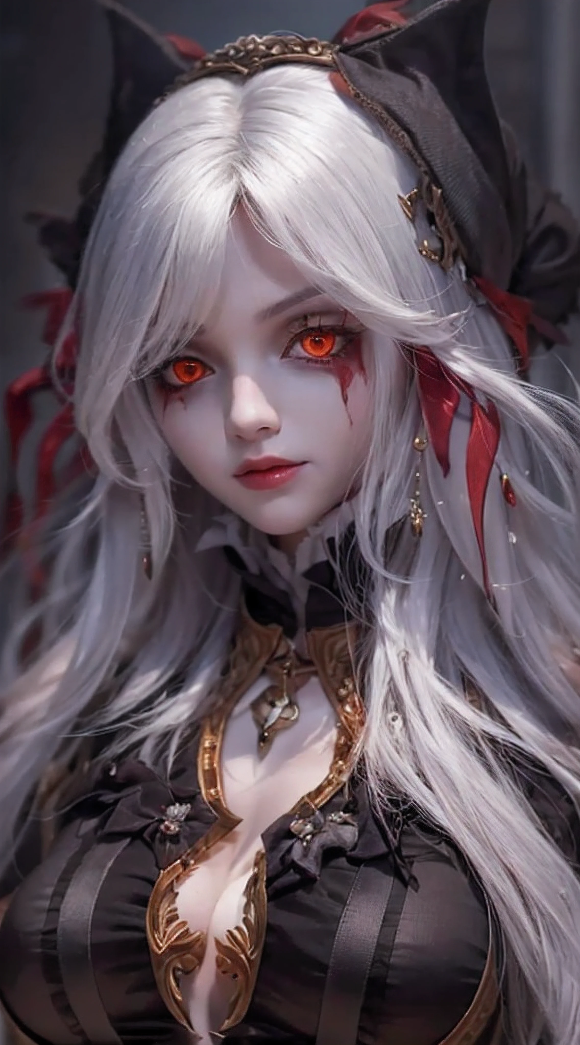 Vampire girl Shalltear Bloodfallen: Overlord anime, best quality, masterpiece, (realistic:1.2), Front, detailed face, (((masterpiece))), (((best quality))),(((extremely detailed))), illustration, mysterious,