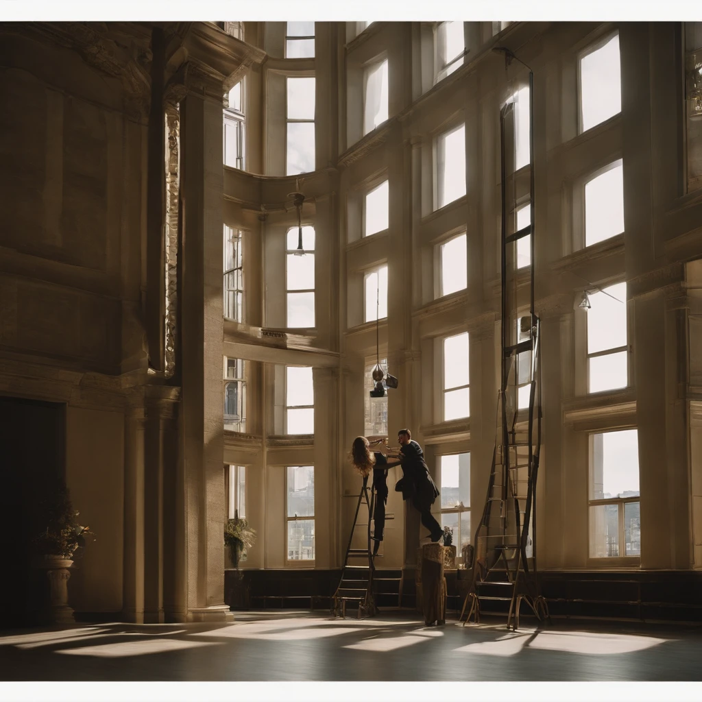 There is a man standing on a ladder and in front of him a huge wall blocking its progression with a glass case, Directed by: Kurt Roesch, Directed by: John La Gatta, levando a uma bela, Directed by: Anna Füssli, Directed by: Adam Marczyński, Prever o futuro, Directed by: Joseph Werner, Directed by: Aleksander Gierymski, 3840x2160