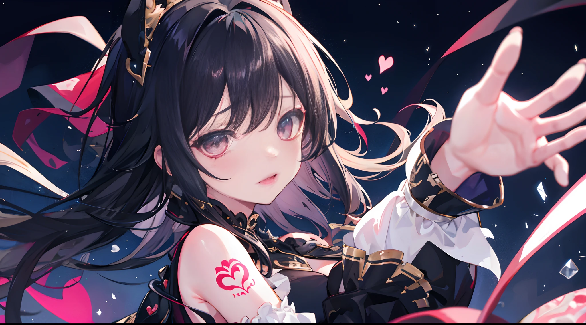 Girl, night city, Sateen, cry, black hair, Heart tattoo