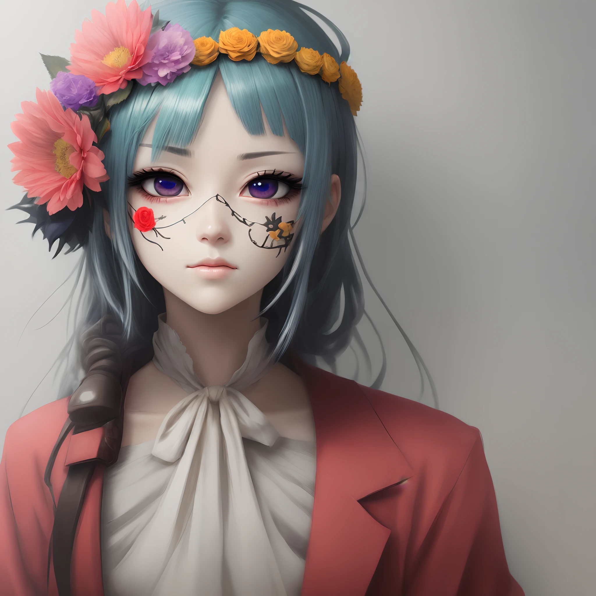 Anime eye band with flowers on face