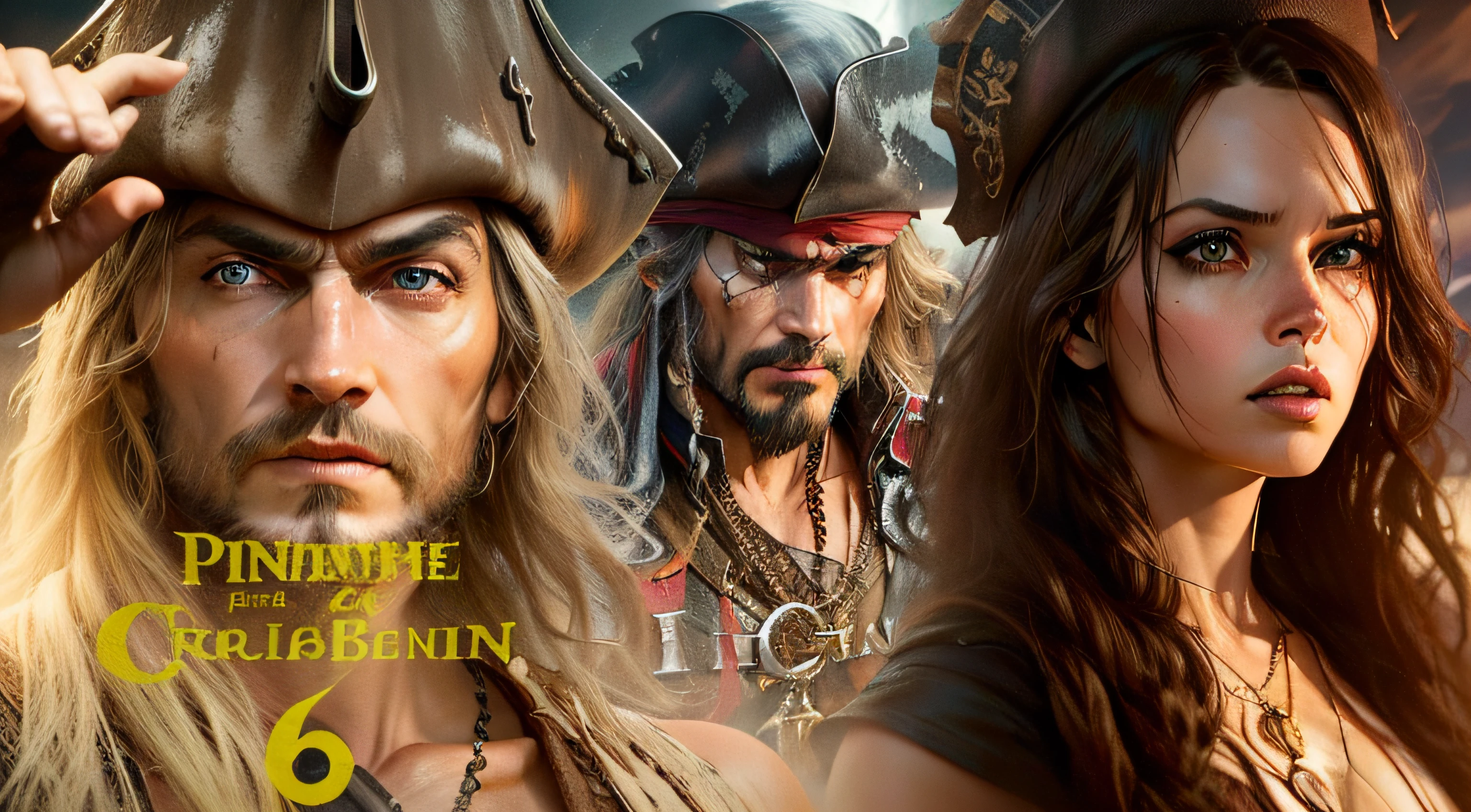 pirates of the caribbean 6, detailed pirate ship in a storm, intense battle scene, crashing waves, thunder and lightning, intricate pirate costumes, flag fluttering in the wind, swashbuckling sword fights, treasure chest overflowing with gold and jewels, dramatic sea spray, rugged pirate captain, menacing pirates with eyepatches and hooks, cannonballs flying through the air, billowing black sails, mystical sea creatures lurking in the depths, hauntingly beautiful mermaids, epic naval warfare, exotic island backdrop, mythical sea monsters, eerie moonlit night, mysterious treasure map, adventurous explorers, heart-pounding chase scenes, unexpected plot twists, dynamic camera angles, immersive 3D rendering, intense sky colors, atmospheric lighting, cinematic effects, high-res visual spectacle, grandiose battle sequences, thrilling sound design, adrenaline-pumping music soundtrack. (best quality,4k,8k,highres,masterpiece:1.2),ultra-detailed,(realistic,photorealistic,photo-realistic:1.37),HDR,UHD,studio lighting,ultra-fine painting,sharp focus,physically-based rendering,extreme detail description,professional,vivid colors,bokeh,portraits,landscape,horror,anime,sci-fi,photography,concept artists,cool,sepia tones,stormy atmosphere,moody lighting,shades of blue and grey,dynamic shadows,high contrast lighting.