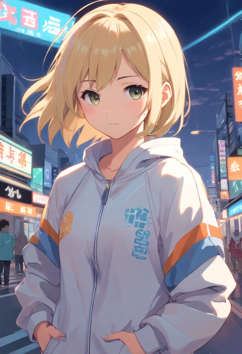 Skinny woman, a , blonde, wearing y2k tracksuit