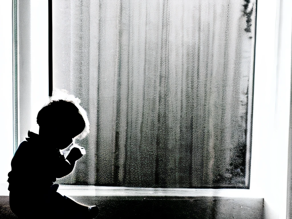 Black and White photo,White background,Black silhouette of a ,Solitude,photorealestic