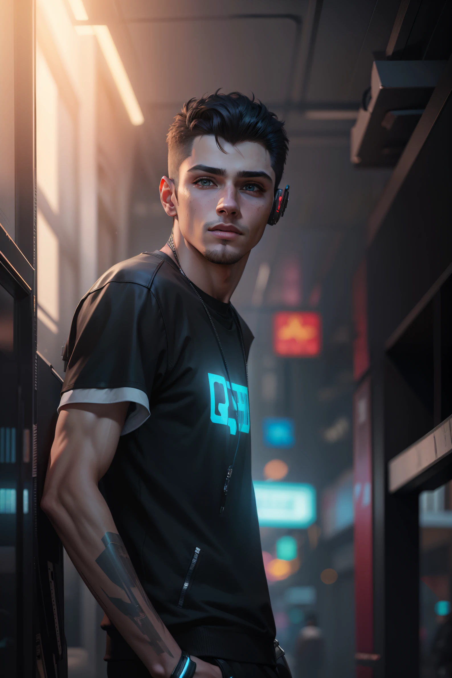 change background cyberpunk handsome boy realistic Ultra 8k realistic