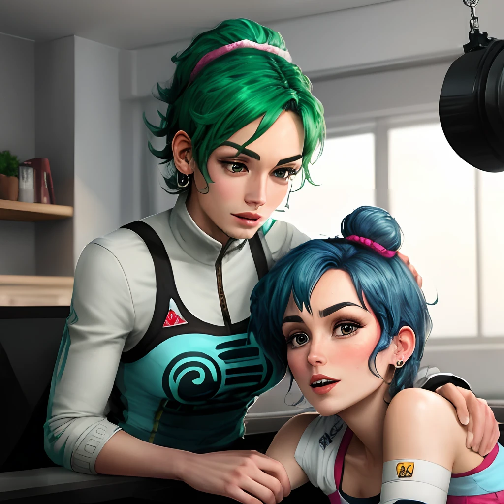 Menina anime com cabelo roxo e um vestido verde em uma cama com a perna aberta , Artgerm e Atey Ghailan, anime fantasy illustration, inspirado em Ross Tran, Nenhum estilo de arte Mohrbacher, digital fantasy illustration, Artgerm Julie Bell Beeple, Ross Tran 8 K, arte de fantasia de anime, Artgerm e Lois van Baarle, full art illustration, seduzindo, pelada, visible and excited nipples , Saia Curta, sem calcinha